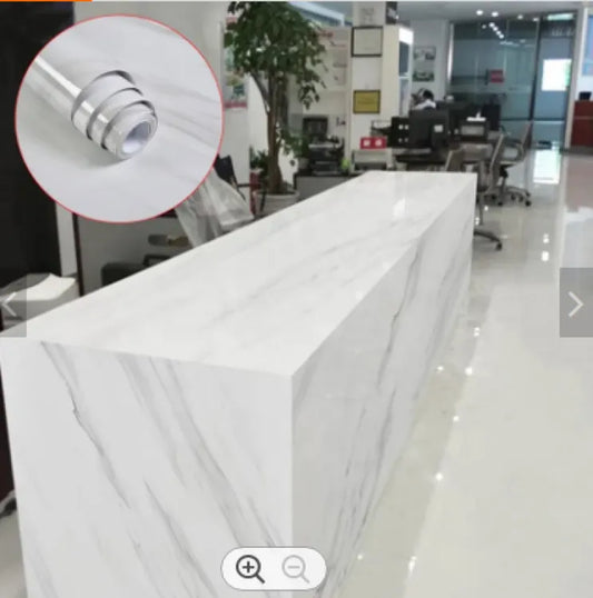 Self Adhesive White Marble Sheet for Kitchen - Anti Oil and Heat Resistant Wallpaper