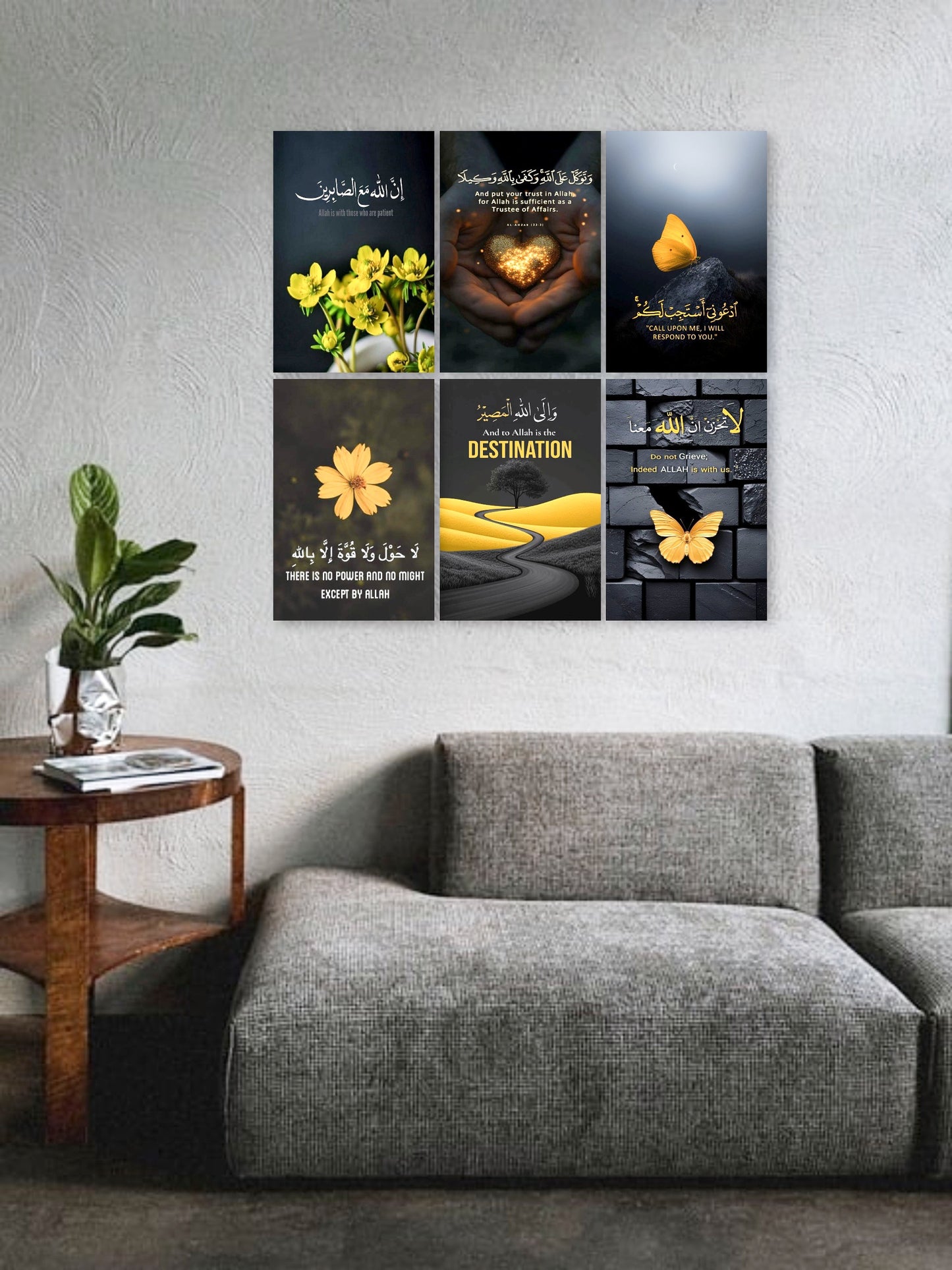 Pack of 6 Quran Verse with english translation, Digital Printed, Decent Home Decoration, Excellent Choice For Gifting