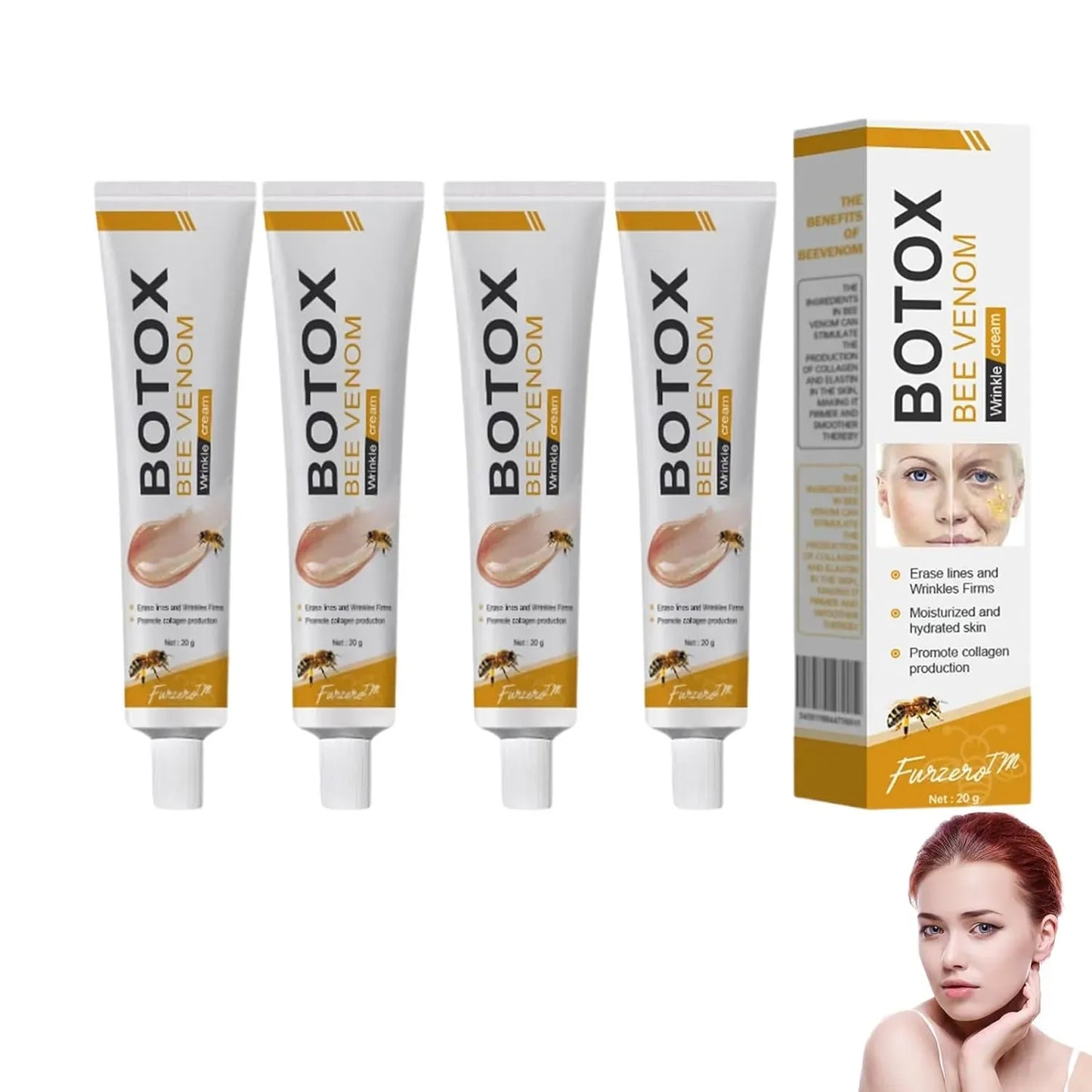 Botox Bee Venom Wrinkle Cream – Anti-Aging & Moisturizing Formula | Smooth Fine Lines, Hydrate Skin, Boost Collagen (20g)