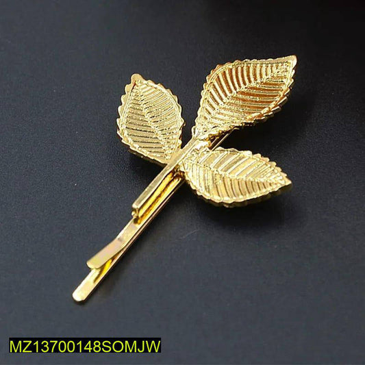 1 Pcs Three Dimensional Leaves Hairpin In Golden