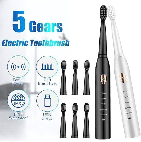 Electric Toothbrushes For Adults Kids | Smart Timer Usb Charge Rechargeable 5 Modes ( Random colour )