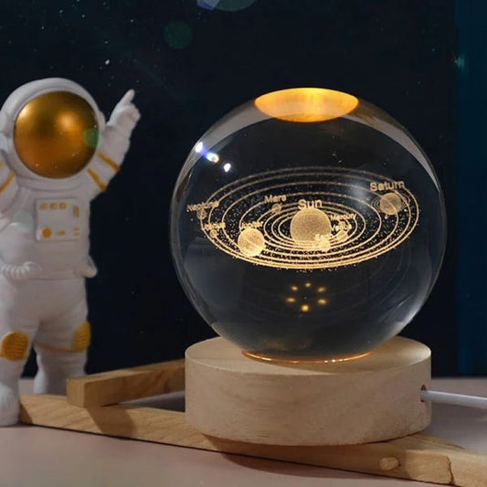 Crystal Ball Night Light Glowing Planet Galaxy Astronaut 3d Moon Table Lamp Usb (random Design) Popular Item