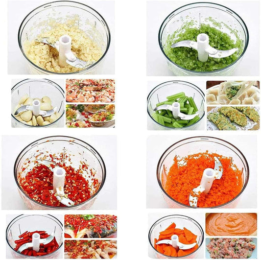 Manual Garlic Chopper Hand-Powered Food Chopper Mini Pull String Design Food Processor, Mincer,Garlic Press Mincer Pepper Chili Nuts Meat Grinder