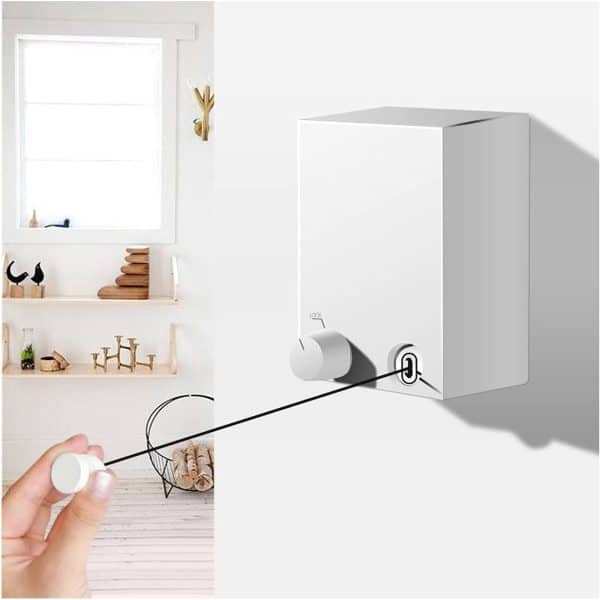 Hot Retractable Indoor And Outdoor Clothes Wall Hanger Magic Drying Rack Balcony Bathroom Invisible Clothesline Wire Rope,drying String For Home Balcony Room Color