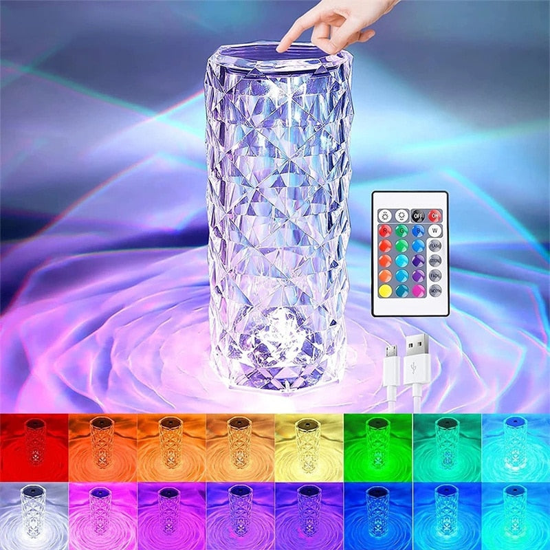 16 Color Diamond Crystal Lamp With Remote LED Crystal Table Lamp (L)