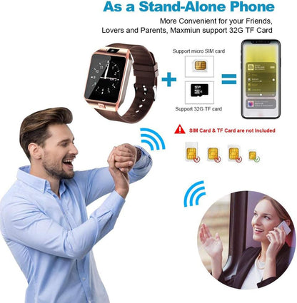 DZ09 Bluetooth Smartwatch,Touchscreen Wrist Smart Phone Watch Sports Fitness Tracker with SIM SD Card Slot Camera (black)