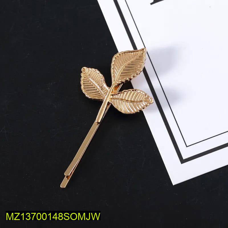 1 Pcs Three Dimensional Leaves Hairpin In Golden