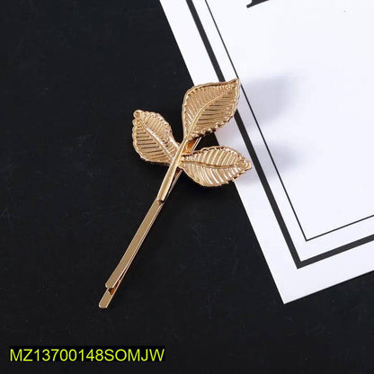 1 Pcs Three Dimensional Leaves Hairpin In Golden