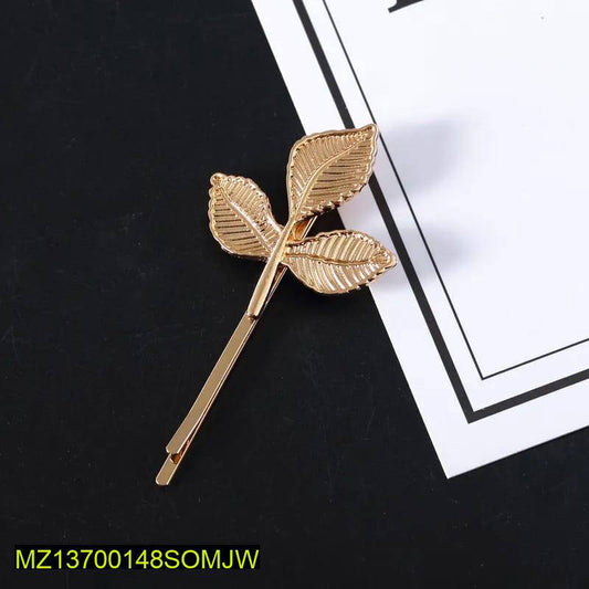 1 Pcs Three Dimensional Leaves Hairpin In Golden