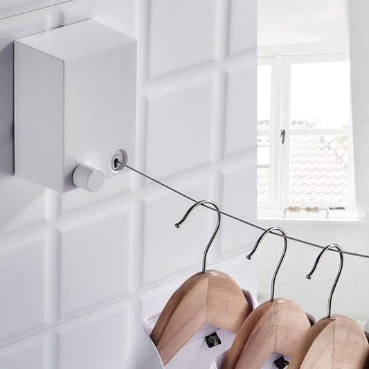Hot Retractable Indoor And Outdoor Clothes Wall Hanger Magic Drying Rack Balcony Bathroom Invisible Clothesline Wire Rope,drying String For Home Balcony Room Color