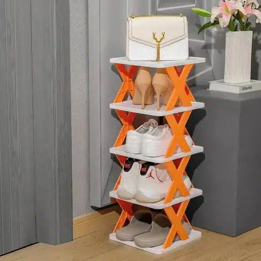 5 Layer X Shap Stackable Shoe Rack Shoe Stand Support Home Door Entrance Shoes Rack Space Saving Cabinet Shoe Storage Organizer
